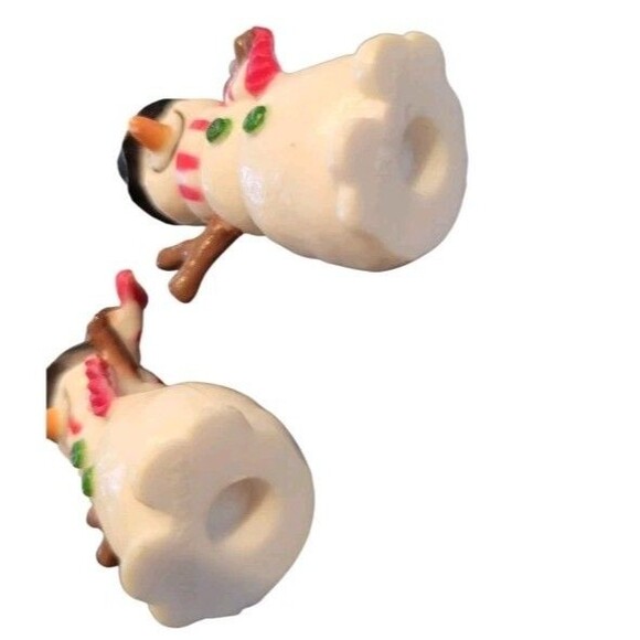 Vintage Adorable Smiling Snowman With Top Hat Dangle Clip On Earrings Plastic - Picture 3 of 5
